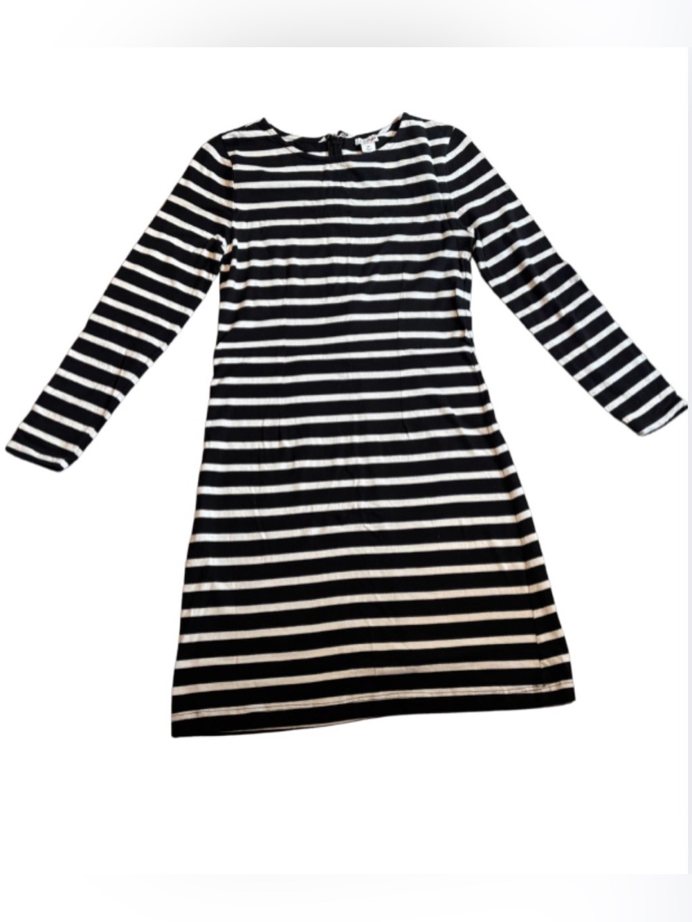 J. Crew Black & White Striped Long-Sleeve A-Line Dress